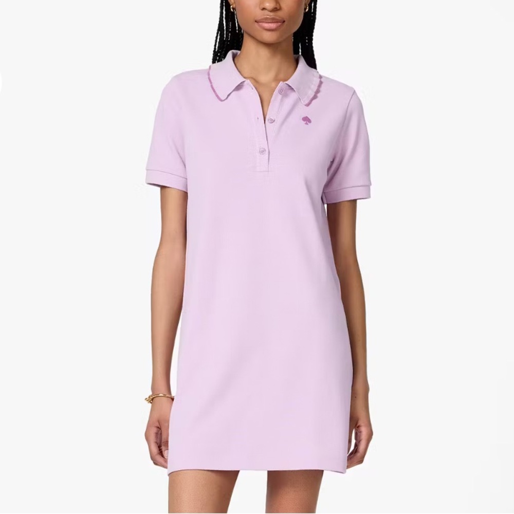 NWT Kate Spade Ruffle Collar Logo Polo Dress Light Berry Blossom Multiple Sizes